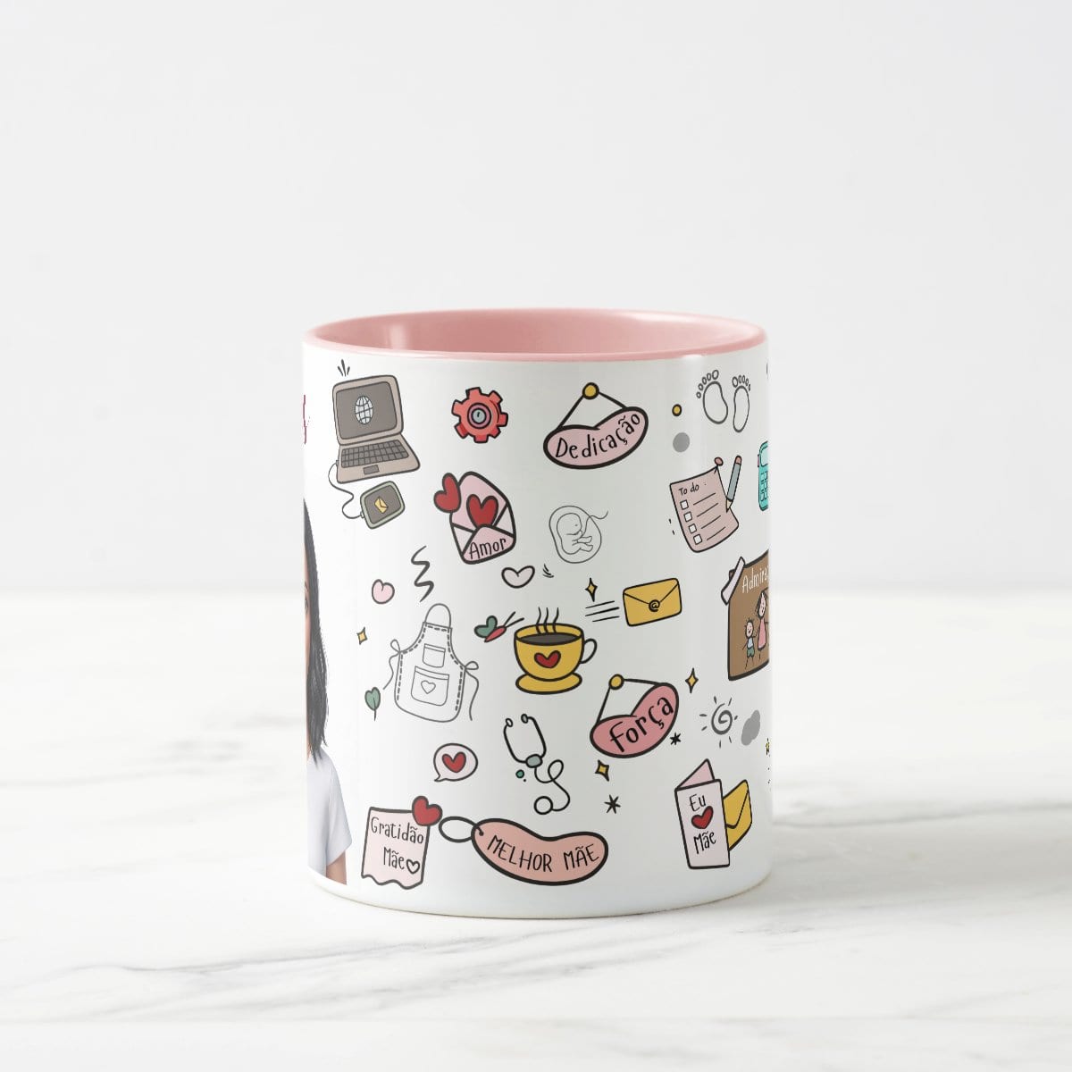 Caneca Mãe Presente Criativo com Avatar - Rosa