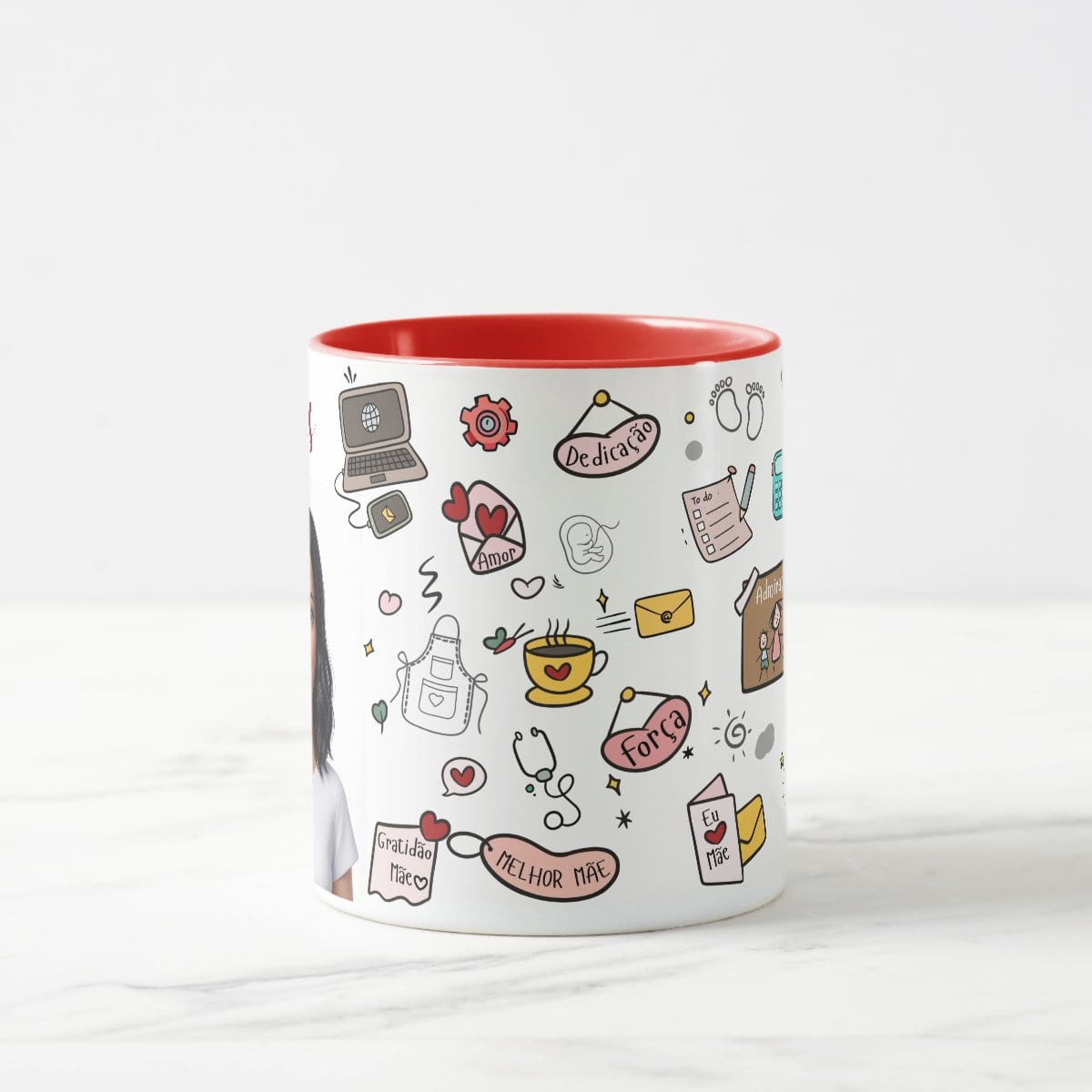 Caneca Mãe Presente Criativo com Avatar - Vermelha