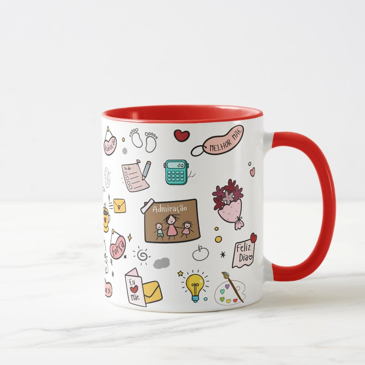 Caneca Mãe Presente Criativo com Avatar - Vermelha
