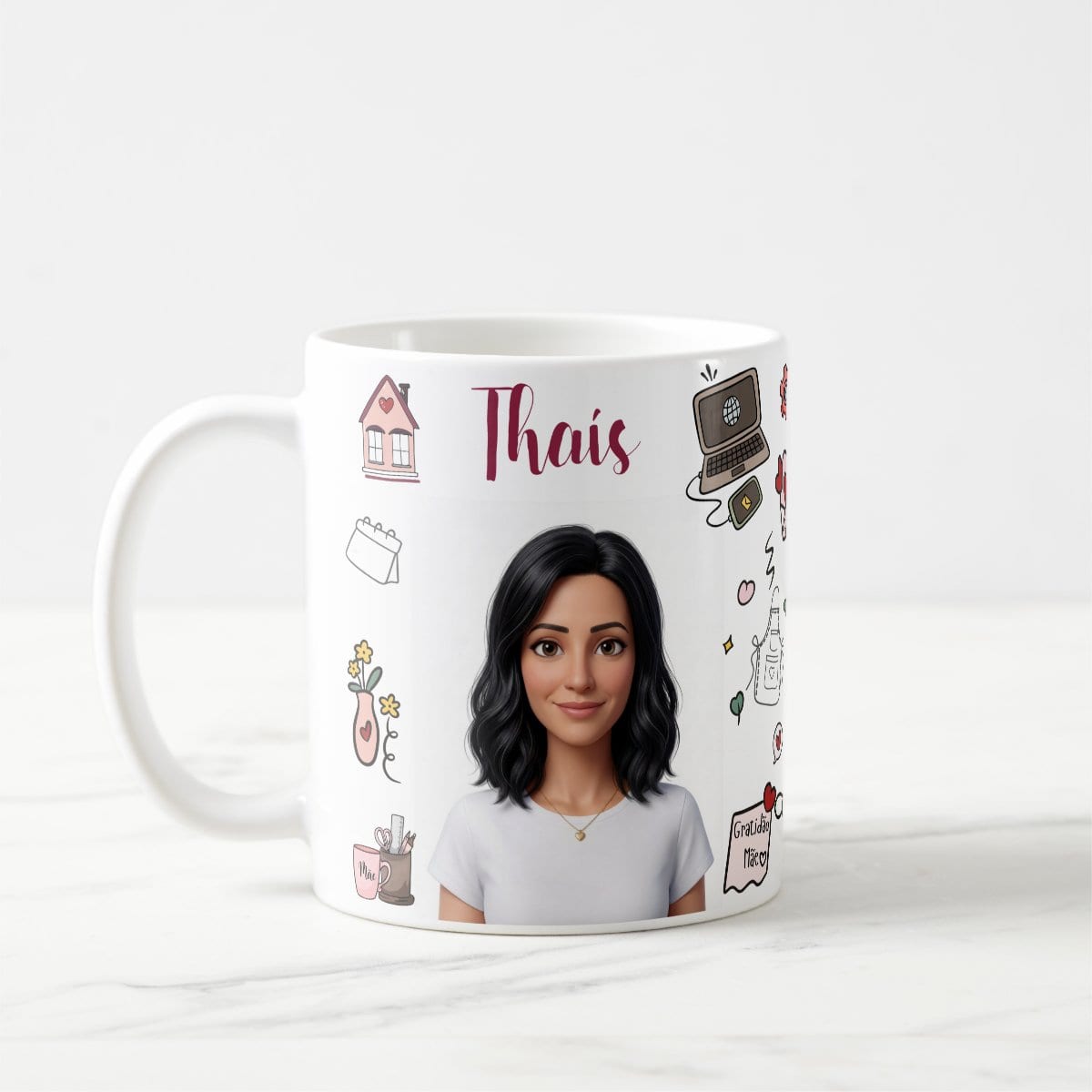 Caneca Mãe Presente Criativo com Avatar - Branca - Família (Mãe)