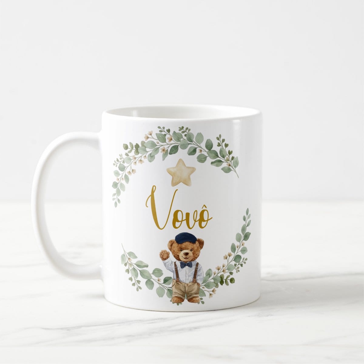 Caneca Vovô Urso Príncipe Pronta Entrega Presente Avô Família - Família (Avô)