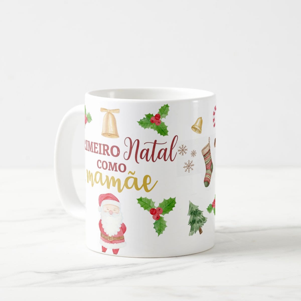 Caneca Pronta Entrega Mãe Primeiro Natal Presente Família Natalina 🎁