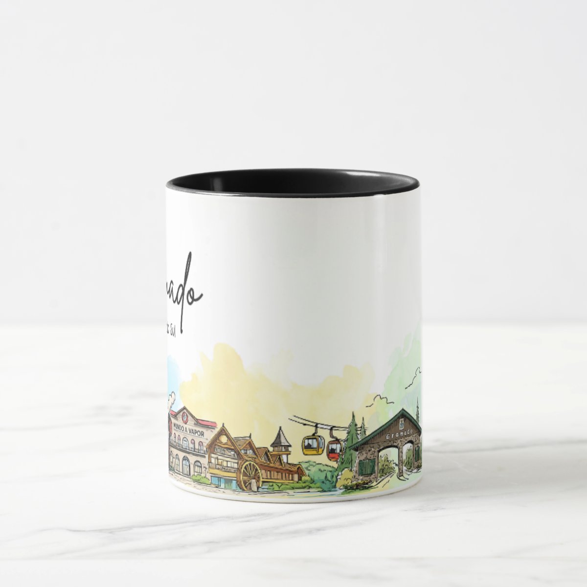 Caneca Lembrança Cidade de Gramado - Rio Grande do Sul - Preta