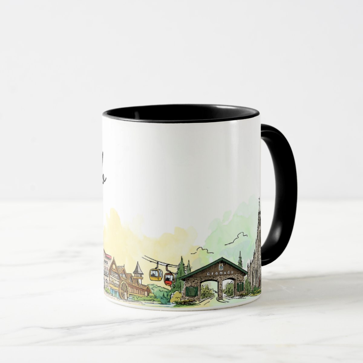 Caneca Lembrança Cidade de Gramado - Rio Grande do Sul - Preta