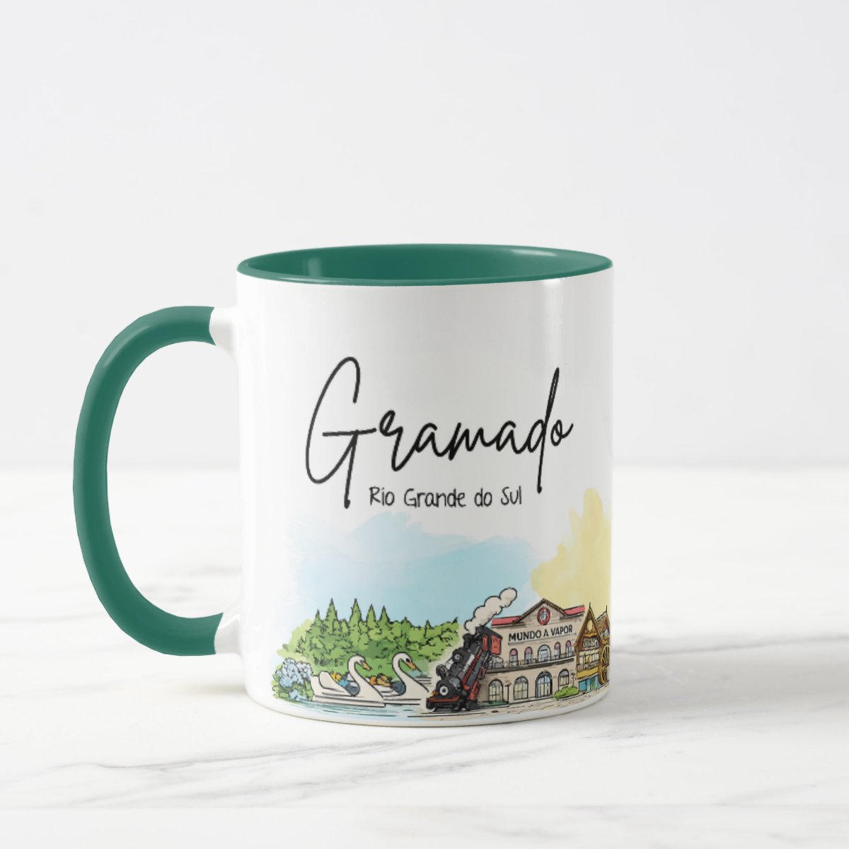 Caneca Lembrança Cidade de Gramado - Rio Grande do Sul - Verde Escuro
