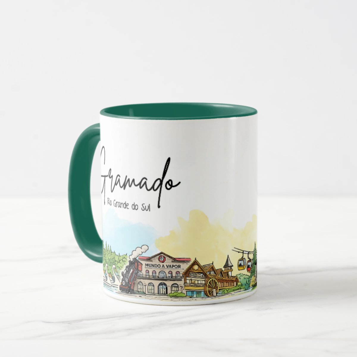 Caneca Lembrança Cidade de Gramado - Rio Grande do Sul - Verde Escuro