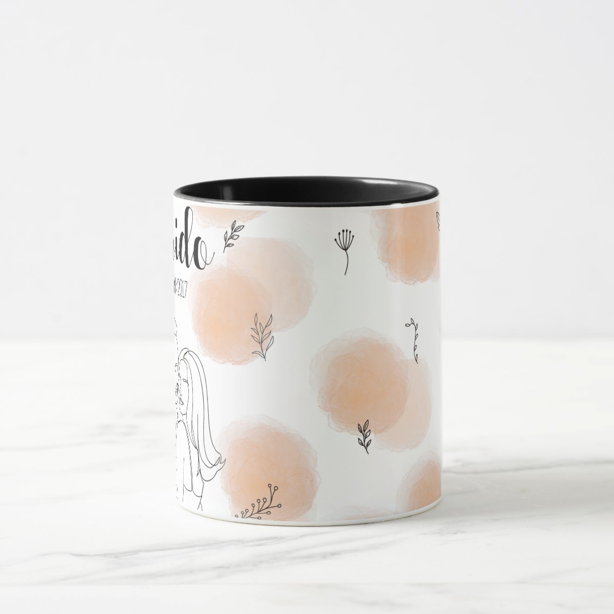 Kit Casados - 2 Canecas Esposa e Marido Personalizado com Ilustração Casal - Preta