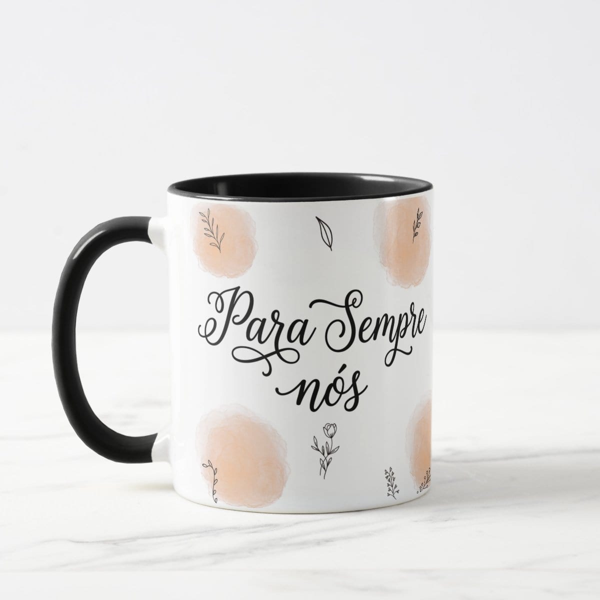 Caneca Casal com Frase Para Sempre Nós - Dia dos Namorados - Preta