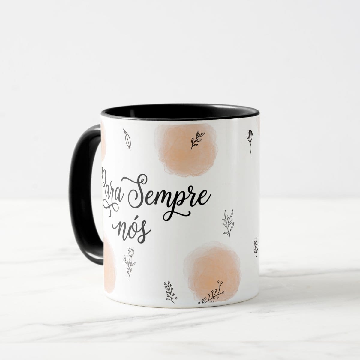 Caneca Casal com Frase Para Sempre Nós - Dia dos Namorados - Preta