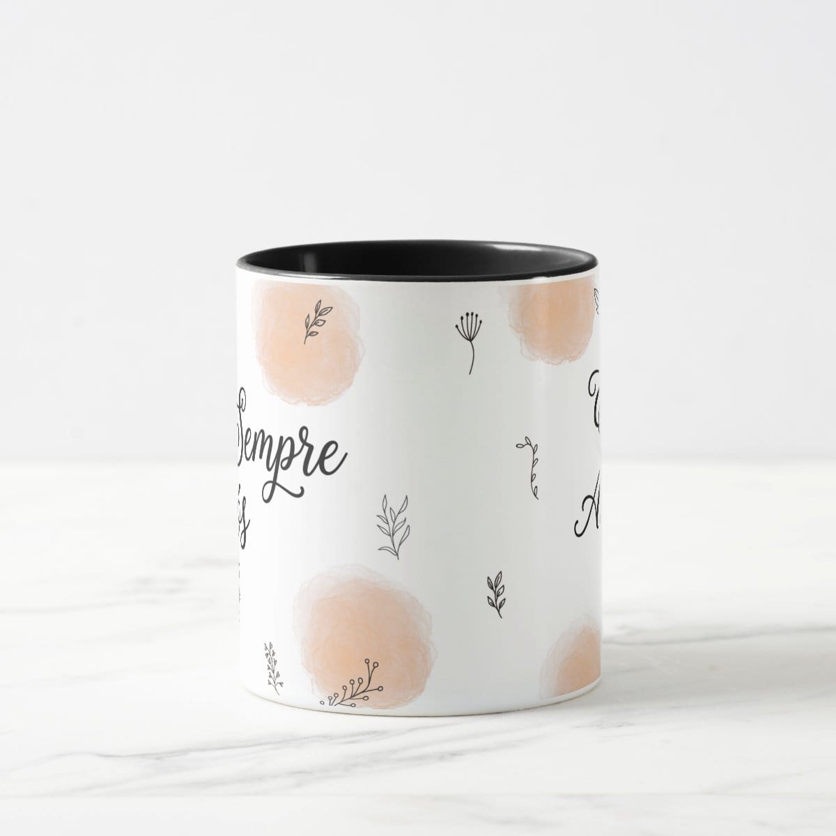 Caneca Casal com Frase Para Sempre Nós - Dia dos Namorados - Preta