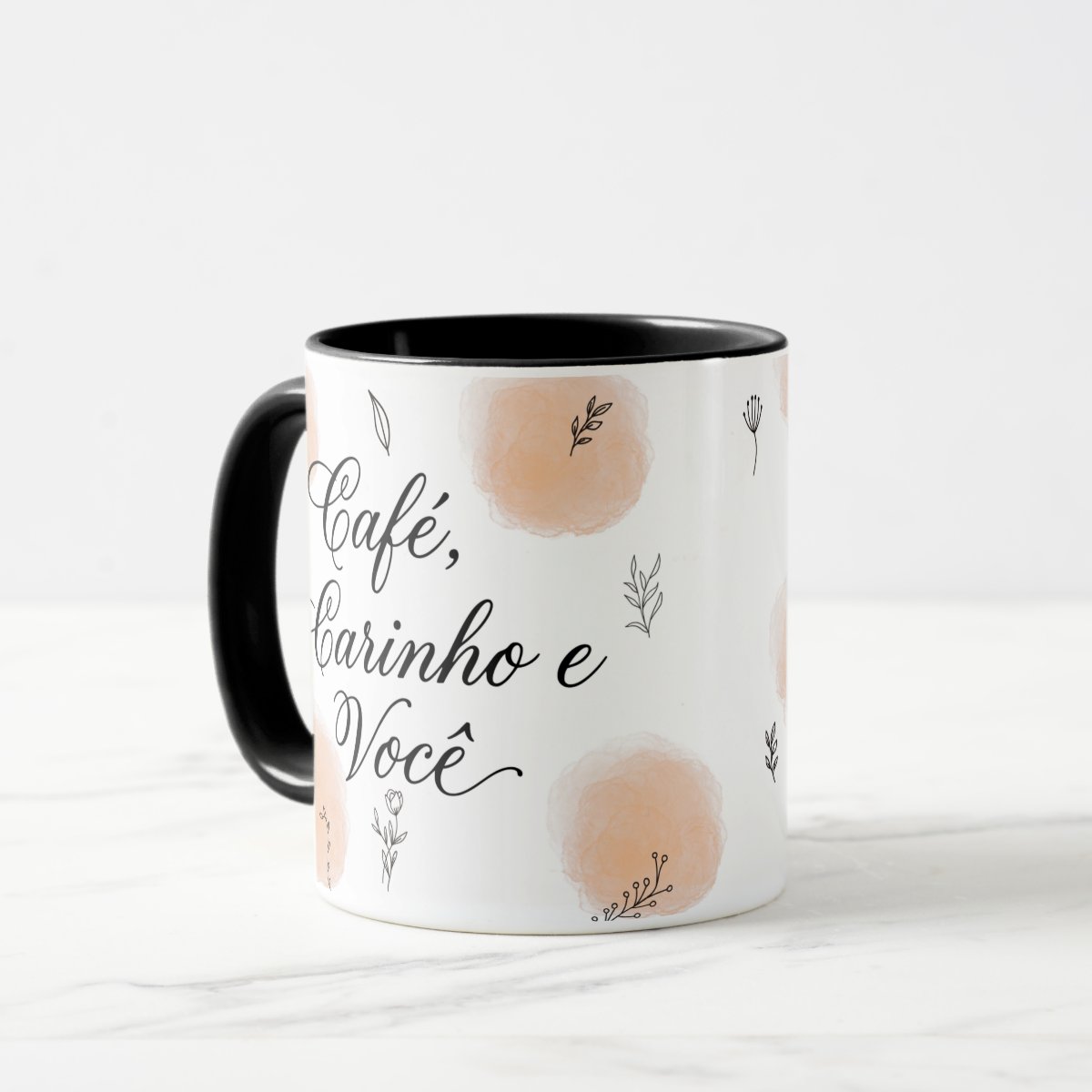 Caneca Café Carinho e Você - Preta