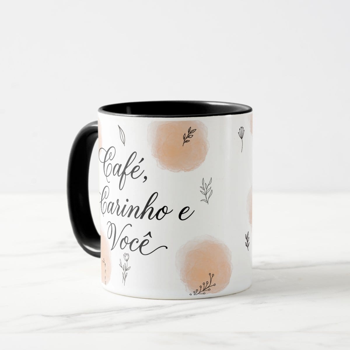 Caneca Café Carinho e Você - Preta