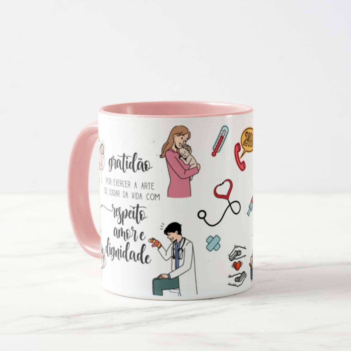 Caneca Personalizada Pediatria Presente Médicina Pediátria  - Rosa