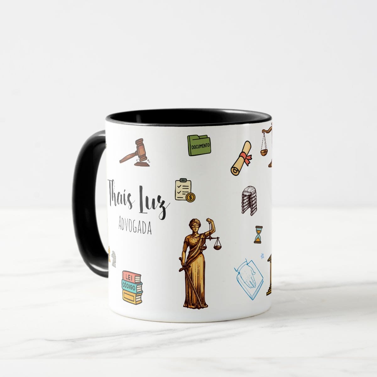 Caneca Direito com Nome Personalizada - Preta