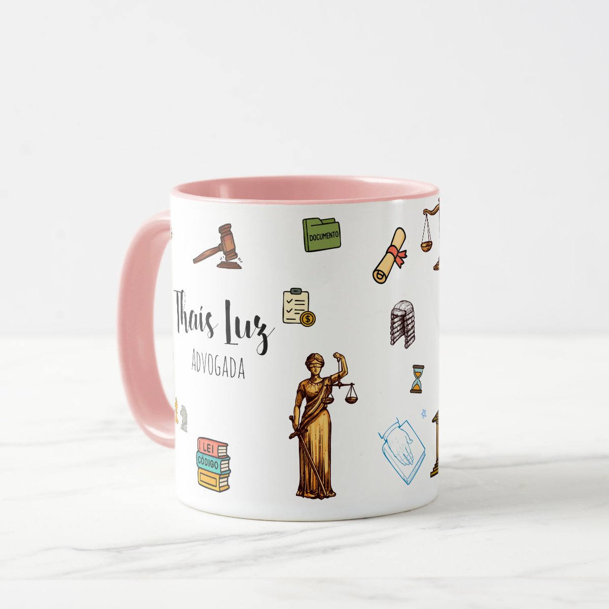 Caneca Direito com Nome Personalizada - Rosa