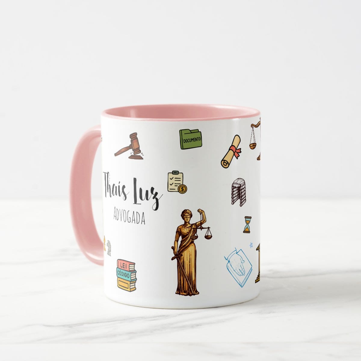 Caneca Direito com Nome Personalizada - Rosa
