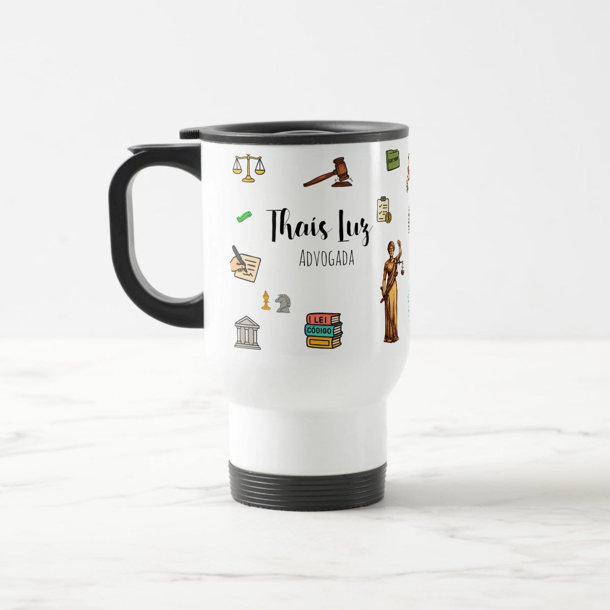 Caneca Direito com Nome Personalizada - Térmico - Profissões